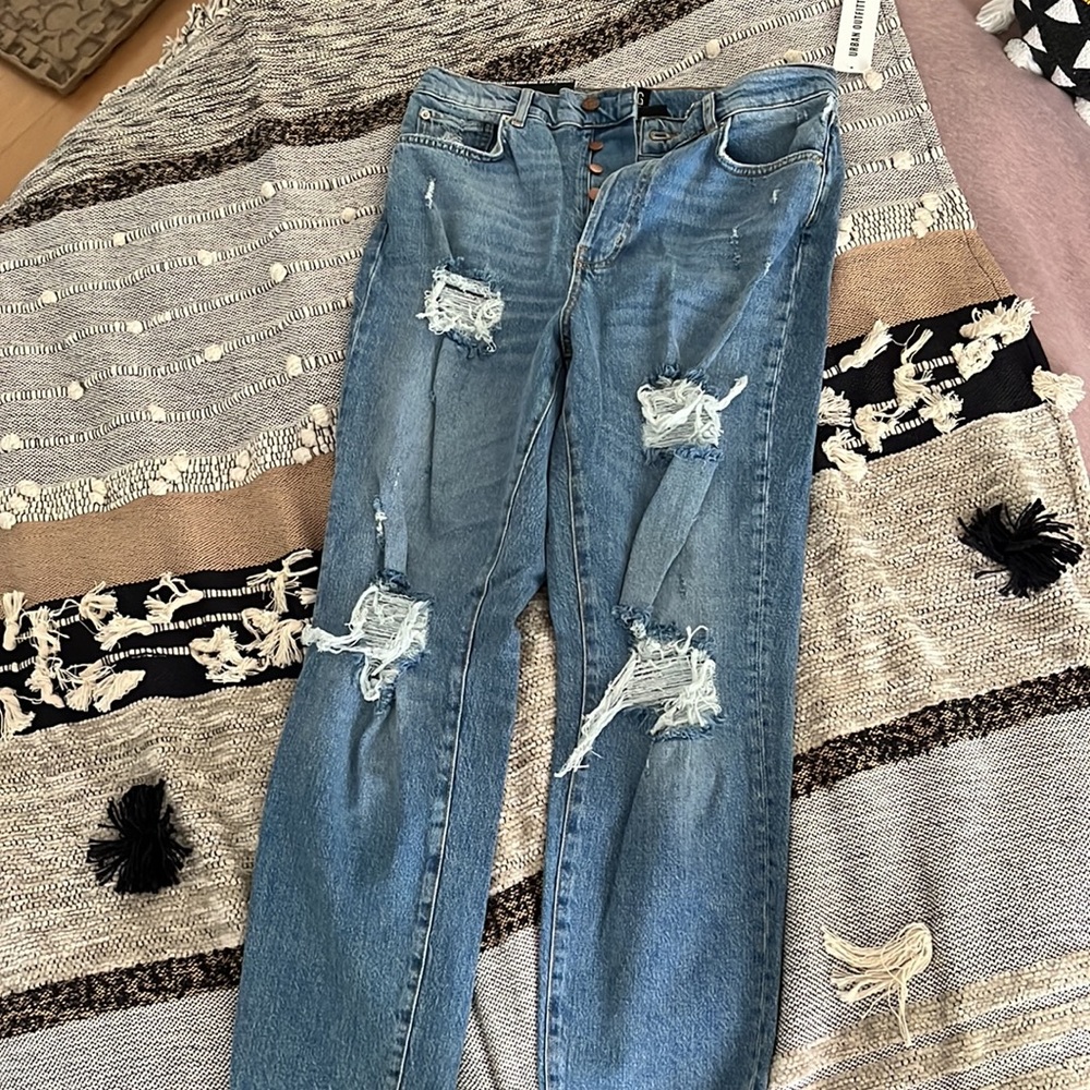 Urban Outfitters distressed high rise straight jeans